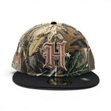 Real Tree Houston Texans Black Visor Gray Bottom H-Town State Map Side Patch New Era 59Fifty Fitted