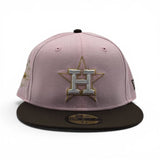 Pink Houston Astros Brown Visor Gray Bottom 2022 World Series Side Patch New Era 59Fifty Fitted