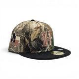 Real Tree Houston Texans Black Visor Gray Bottom H-Town State Map Side Patch New Era 59Fifty Fitted