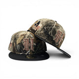 Real Tree Houston Texans Black Visor Gray Bottom H-Town State Map Side Patch New Era 59Fifty Fitted