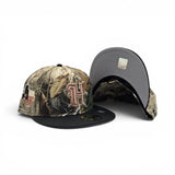 Real Tree Houston Texans Black Visor Gray Bottom H-Town State Map Side Patch New Era 59Fifty Fitted