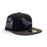 Black Baltimore Orioles Brown Visor Gray Bottom 30th Anniversary Side Patch New Era 59Fifty Fitted