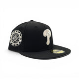 Black Philadelphia Phillies Ivory logo Gray Bottom 1942 All Star Game Side Patch New Era 59Fifty Fitted