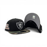 Black Las Vegas Raiders Camo Visor Gray Bottom Hawaii 1990 Pro Bowl Side Patch New Era 9Fifty Snapback