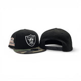 Black Las Vegas Raiders Camo Visor Gray Bottom Hawaii 1990 Pro Bowl Side Patch New Era 9Fifty Snapback