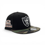 Black Las Vegas Raiders Camo Visor Gray Bottom Hawaii 1990 Pro Bowl Side Patch New Era 9Fifty Snapback