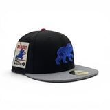 Black Chicago Cubs Dark Gray Visor Gray Bottom Be Alert Foul Balls Side Patch New Era 59Fifty Fitted