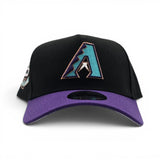 Black Arizona Diamondbacks Curved Purple Visor Gray Bottom 25th Anniversary Side Patch New Era 9Forty A Frame Snapback