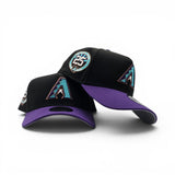 Black Arizona Diamondbacks Curved Purple Visor Gray Bottom 25th Anniversary Side Patch New Era 9Forty A Frame Snapback