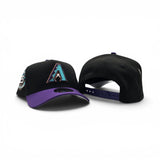 Black Arizona Diamondbacks Curved Purple Visor Gray Bottom 25th Anniversary Side Patch New Era 9Forty A Frame Snapback