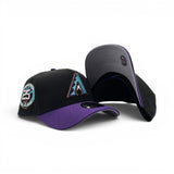 Black Arizona Diamondbacks Curved Purple Visor Gray Bottom 25th Anniversary Side Patch New Era 9Forty A Frame Snapback