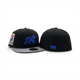 Black Chicago Cubs Dark Gray Visor Gray Bottom Be Alert Foul Balls Side Patch New Era 59Fifty Fitted