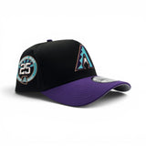 Black Arizona Diamondbacks Curved Purple Visor Gray Bottom 25th Anniversary Side Patch New Era 9Forty A Frame Snapback