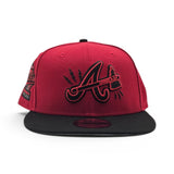 Red Atlanta Braves Lighting Logo Black Visor Gray Bottom 1995 World Series Welcome To The Show Side Patch New Era 9Fifty Snapback