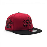 Red Atlanta Braves Lighting Logo Black Visor Gray Bottom 1995 World Series Welcome To The Show Side Patch New Era 9Fifty Snapback