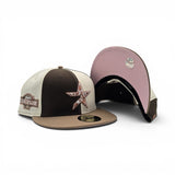 Pinwheel Off White/ Brown Cow Print Houston Astros Khaki Visor Pink Bottom 2004 All Star Game Side Patch New Era 59Fifty Fitted