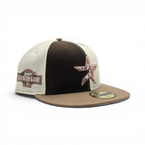 Pinwheel Off White/ Brown Cow Print Houston Astros Khaki Visor Pink Bottom 2004 All Star Game Side Patch New Era 59Fifty Fitted