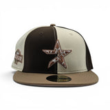 Pinwheel Off White/ Brown Cow Print Houston Astros Khaki Visor Pink Bottom 2004 All Star Game Side Patch New Era 59Fifty Fitted