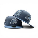 Faded Blue Chicago Cubs Sky Blue Visor Gray Bottom Be Alert Foul Balls Side Patch New Era 59Fifty Fitted