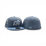 Faded Blue Chicago Cubs Sky Blue Visor Gray Bottom Be Alert Foul Balls Side Patch New Era 59Fifty Fitted