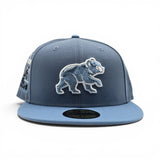 Faded Blue Chicago Cubs Sky Blue Visor Gray Bottom Be Alert Foul Balls Side Patch New Era 59Fifty Fitted