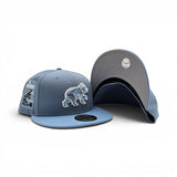 Faded Blue Chicago Cubs Sky Blue Visor Gray Bottom Be Alert Foul Balls Side Patch New Era 59Fifty Fitted