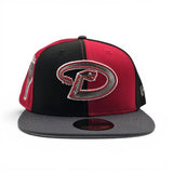 Pinwheel Red/Black Arizona Diamondbacks Dark Gray Visor Gray Bottom 1998 Inaugural Season Side Patch New Era 59Fifty Fitted
