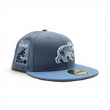 Faded Blue Chicago Cubs Sky Blue Visor Gray Bottom Be Alert Foul Balls Side Patch New Era 59Fifty Fitted