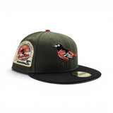 Rifle Green Baltimore Orioles Black Visor Gray Bottom 30th Anniversary Side Patch New Era 59Fifty Fitted