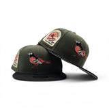 Rifle Green Baltimore Orioles Black Visor Gray Bottom 30th Anniversary Side Patch New Era 59Fifty Fitted