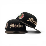 Black Mexico Brown Visor Gray Bottom Aztec Side Patch New Era 59Fifty Fitted