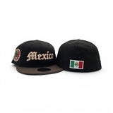 Black Mexico Brown Visor Gray Bottom Aztec Side Patch New Era 59Fifty Fitted