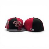 Pinwheel Red/Black Arizona Diamondbacks Dark Gray Visor Gray Bottom 1998 Inaugural Season Side Patch New Era 59Fifty Fitted