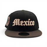 Black Mexico Brown Visor Gray Bottom Aztec Side Patch New Era 59Fifty Fitted