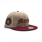 Camel Mexico Burgundy Visor Green Bottom Aztec Side Patch New Era 59Fifty Fitted