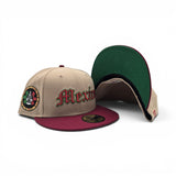 Camel Mexico Burgundy Visor Green Bottom Aztec Side Patch New Era 59Fifty Fitted