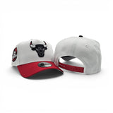 White Chicago Bulls Red Curved Brim Gray Bottom 6x Champs Side Patch New Era A-Frame 9Forty Snapback
