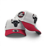 White Chicago Bulls Red Curved Brim Gray Bottom 6x Champs Side Patch New Era A-Frame 9Forty Snapback