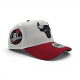 White Chicago Bulls Red Curved Brim Gray Bottom 6x Champs Side Patch New Era A-Frame 9Forty Snapback