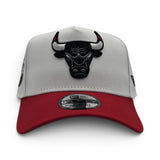 White Chicago Bulls Red Curved Brim Gray Bottom 6x Champs Side Patch New Era A-Frame 9Forty Snapback