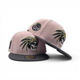 Pink Rouge Mexico Aztec Skull Warriors Dark Gray Visor Gray Bottom Aguila Side Patch New Era 59Fifty Fitted