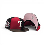 Pinwheel Black/Red Texas Rangers Brown Visor Pink Bottom 1995 All Star Game Side Patch New Era 59Fifty Fitted