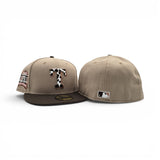 Camel Texas Rangers Cow Print Logo Brown Visor Pink Bottom Final Season Side Patch New Era 59Fifty Fitted