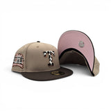 Camel Texas Rangers Cow Print Logo Brown Visor Pink Bottom Final Season Side Patch New Era 59Fifty Fitted