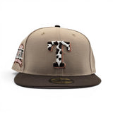 Camel Texas Rangers Cow Print Logo Brown Visor Pink Bottom Final Season Side Patch New Era 59Fifty Fitted