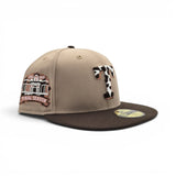 Camel Texas Rangers Cow Print Logo Brown Visor Pink Bottom Final Season Side Patch New Era 59Fifty Fitted