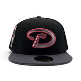 Black Arizona Diamondbacks Dark Gray Visor Gray Bottom 1998 Inaugural Season Side Patch New Era 59Fifty Fitted