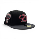 Black Arizona Diamondbacks Dark Gray Visor Gray Bottom 1998 Inaugural Season Side Patch New Era 59Fifty Fitted