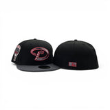 Black Arizona Diamondbacks Dark Gray Visor Gray Bottom 1998 Inaugural Season Side Patch New Era 59Fifty Fitted