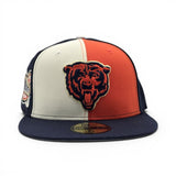 Pinwheel Off White/Orange/Navy Blue Chicago Bears Navy Blue Visor Gray Bottom 2000 NFL Draft Side Patch New Era 59FIFTY Fitted